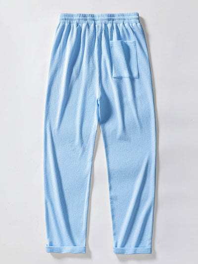 Jory® | Muscle Fit Long Sleeve Shirt With Ribbed Collar & Straight Leg Ribbed Trousers