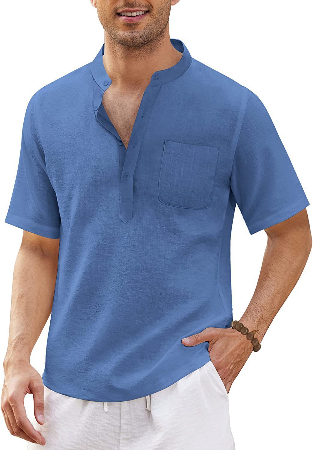 Justinian® | Plain Men'S Shirt With Stand-Up Collar