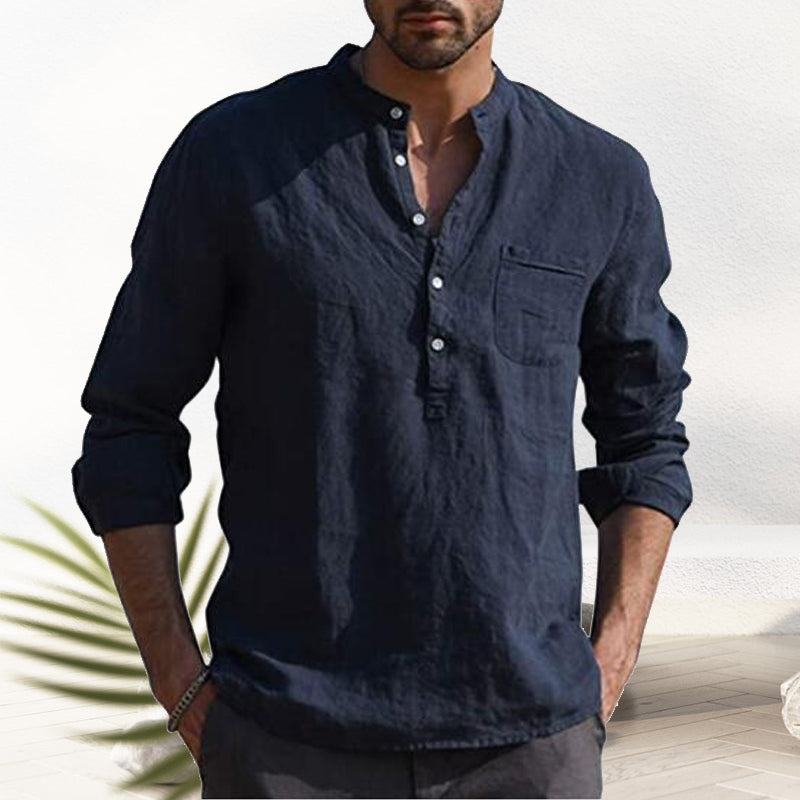 Crispin® | Men'S Linen Shirt With V-Neck