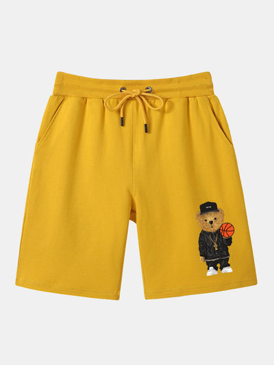 Fermín | Basketball Bear Print Mid Length Shorts