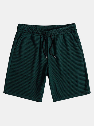 Tate® | Muscle Fit Ribbed Button Up Shirt & Shorts