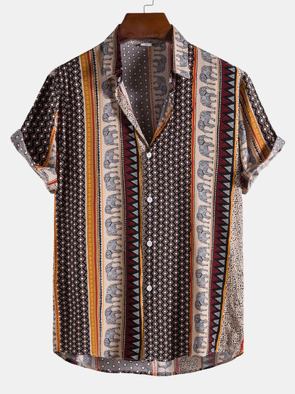 Yosef® | Elephant Geometric Print Shirt