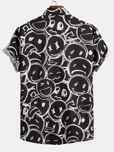 Alphonso® | Smiley Print Button Up Shirt