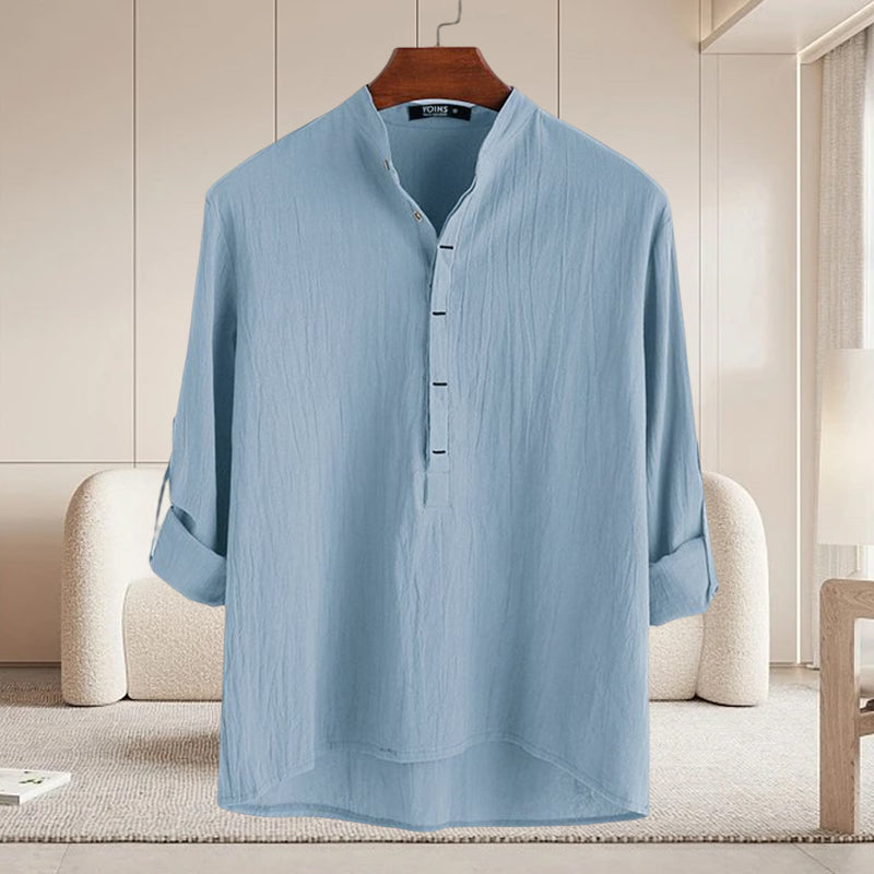 Jovian® | Long-Sleeved Cotton And Linen Shirt For Men