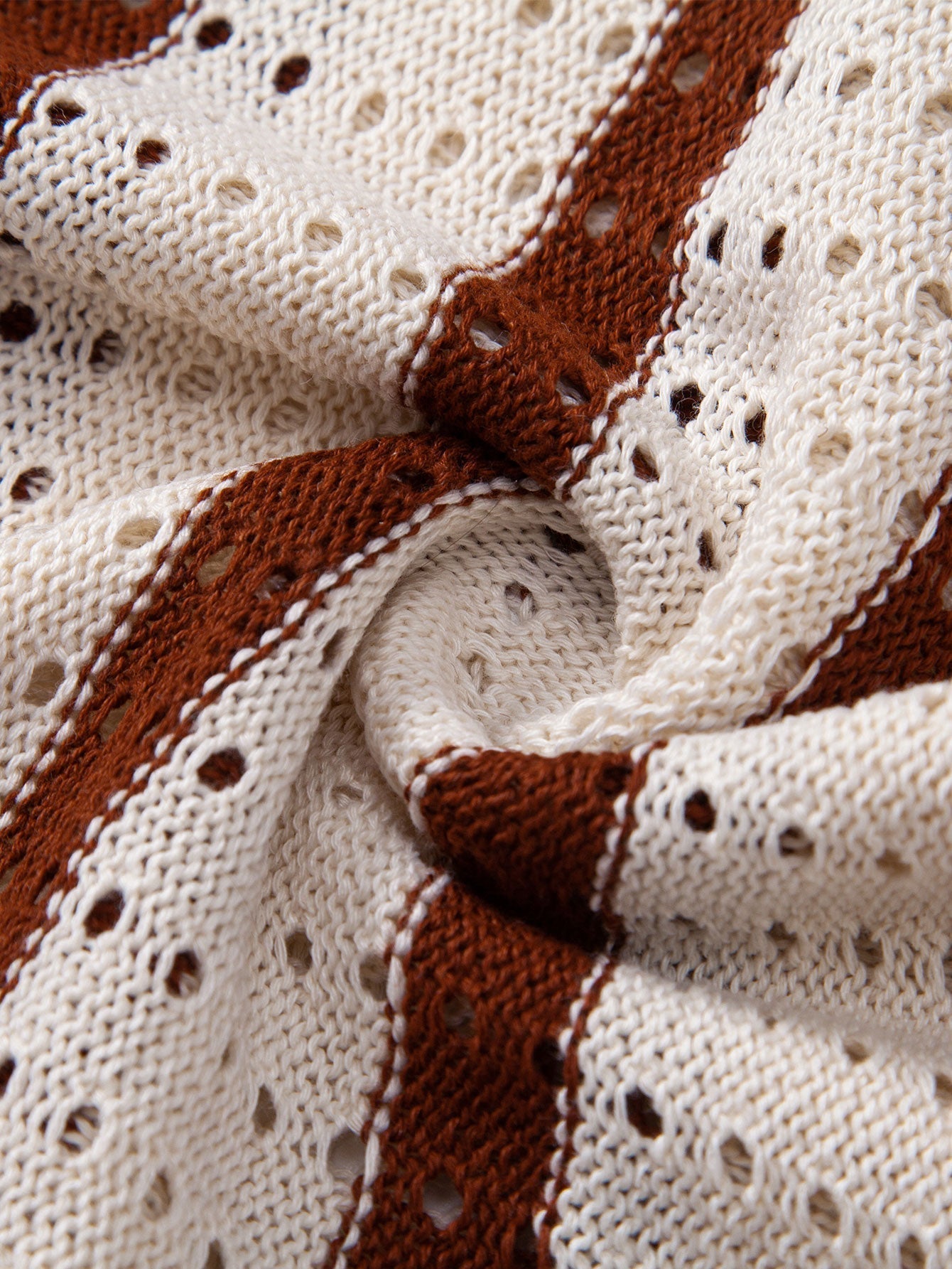 hola STRIPED SHIRT WITH MESH EYELET