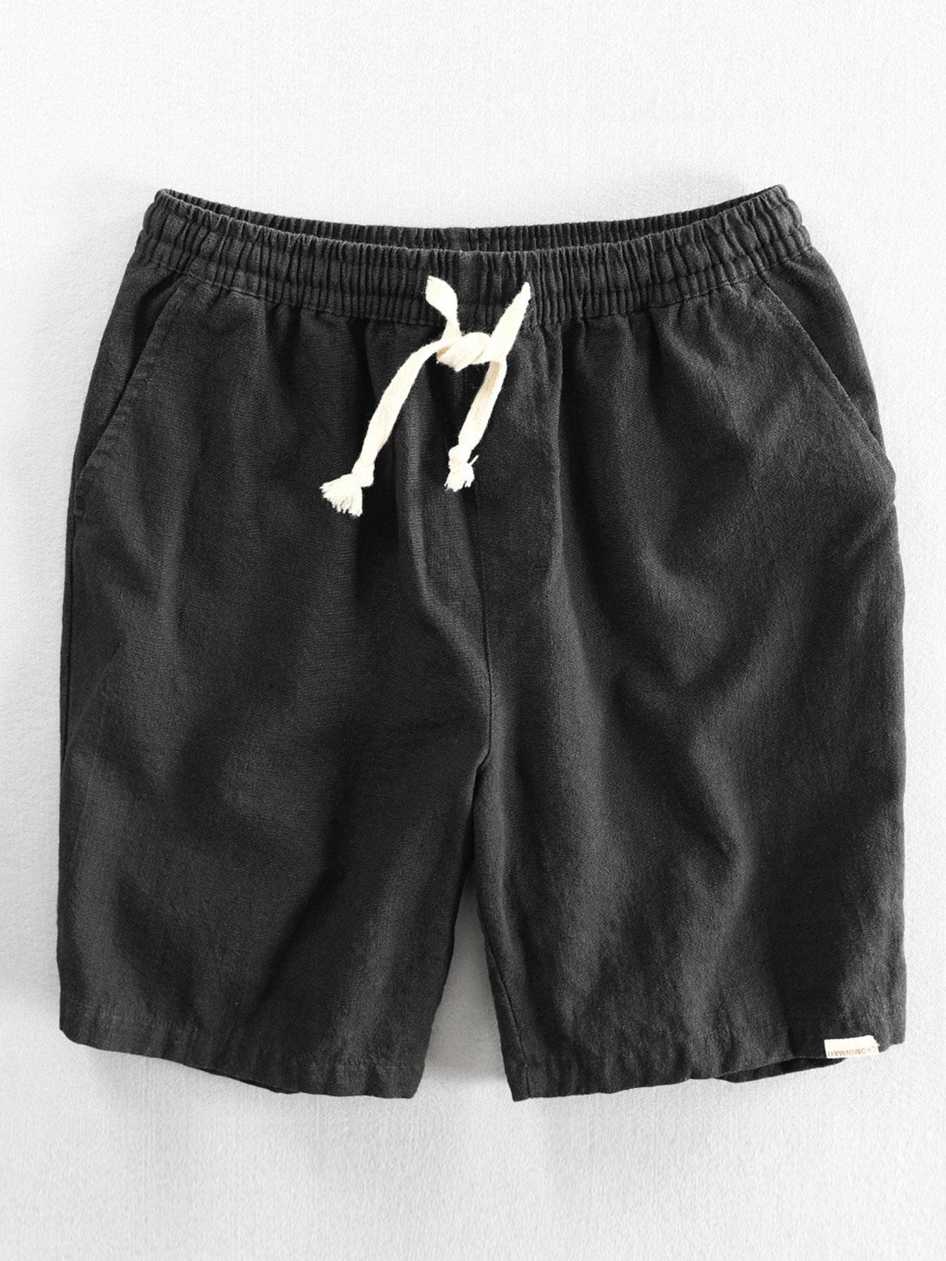 Ahab® | Linen And Rayon Blend Stand Collar Shirt & Linen Cotton Blend Drawstring Shorts