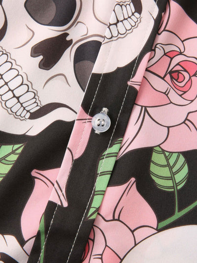 Alanis® | Skull Rose Print Button Up Shirt