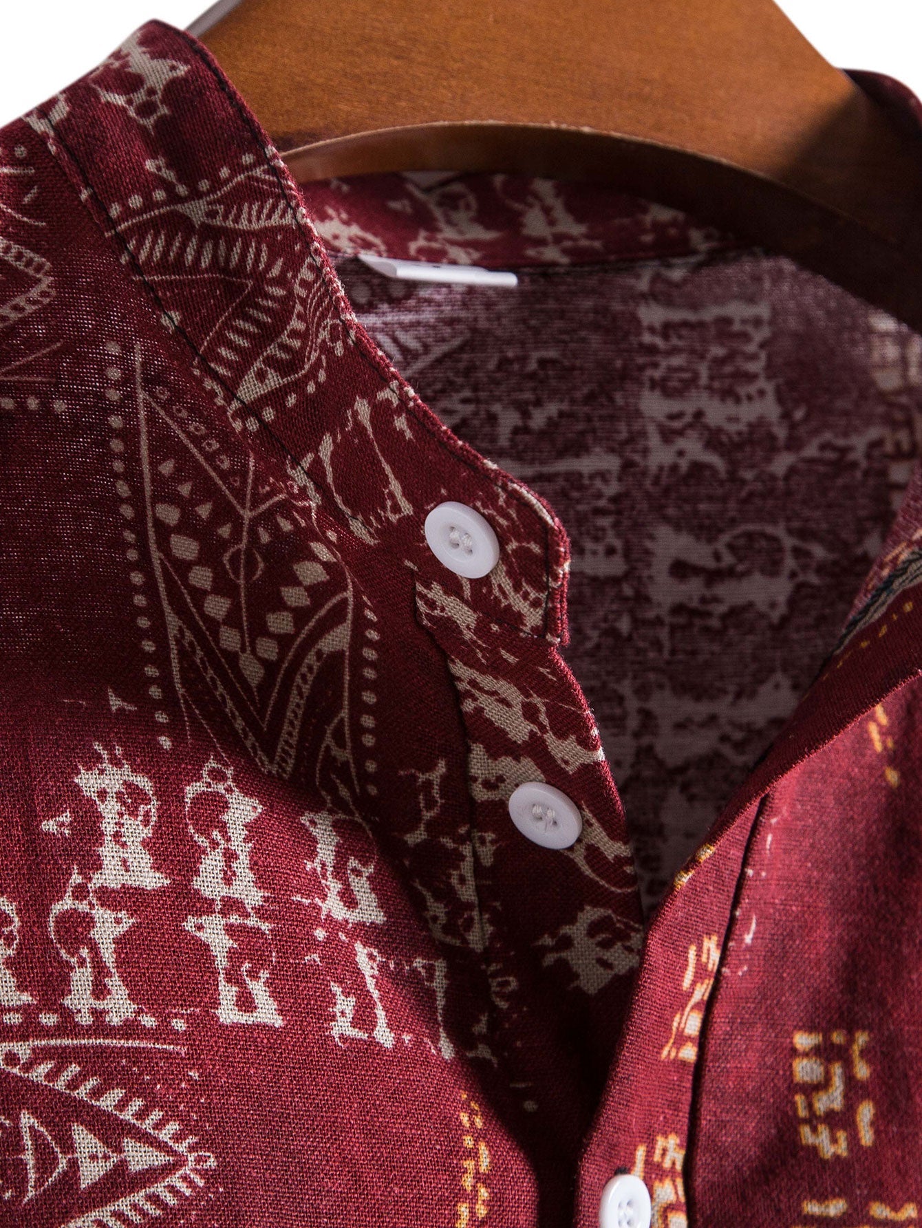 Maxwell® | Tribal Geometric Print Henry Collar Shirt