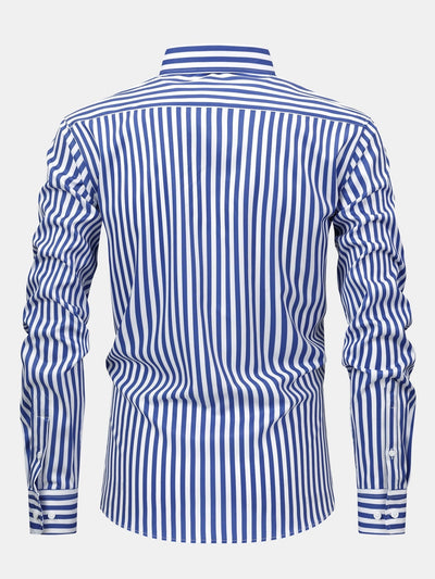 hola STRIPED LONG SLEEVE BUTTON-DOWN SHIRT & SLIM FIT WIDE LEG PANTS