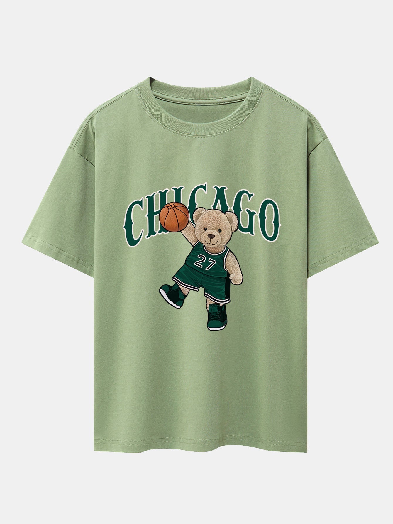 Erico® | Chicago Basketball Bear Print Drop Shoulder Oversize T-Shirt