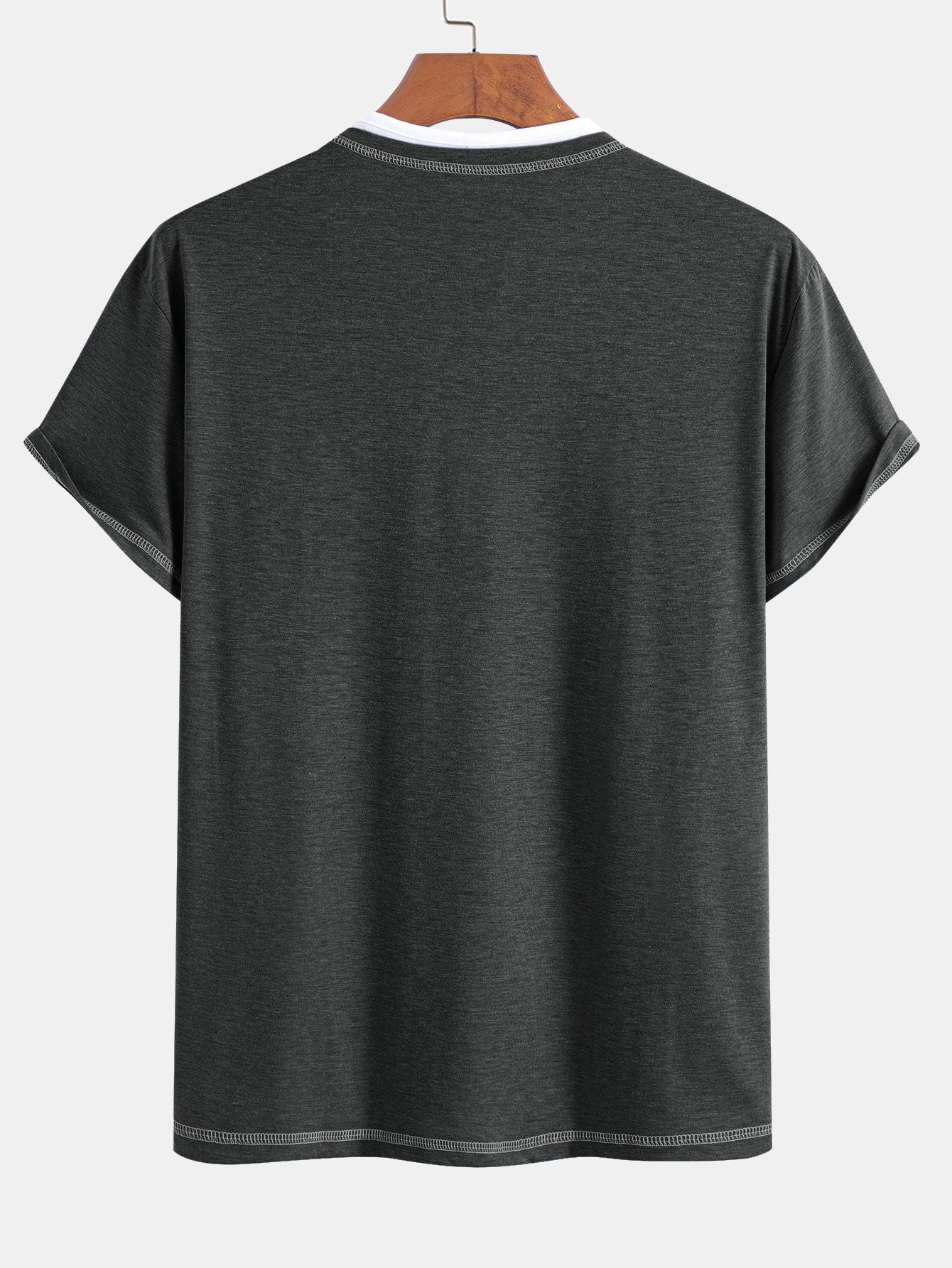 William® | 2-in-1 Notched Collar Contrast Stitching T-Shirt
