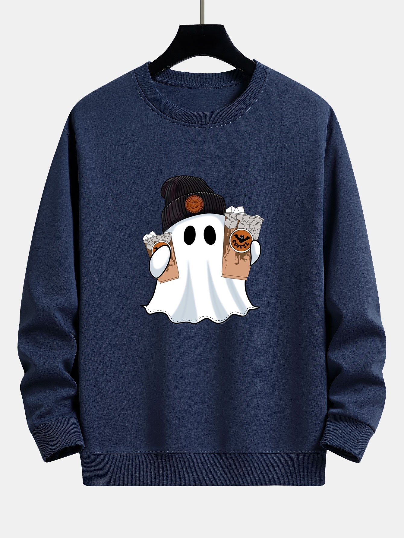 Calixto® | Halloween Ghost Coffee Print Relax Fit Sweatshirt