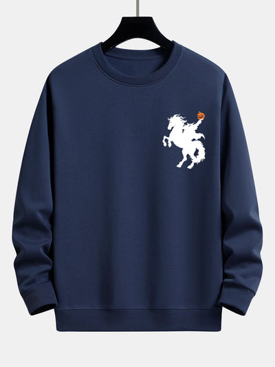 Cayetano® | Pumpkin Headless Horseman Print Relax Fit Sweatshirt