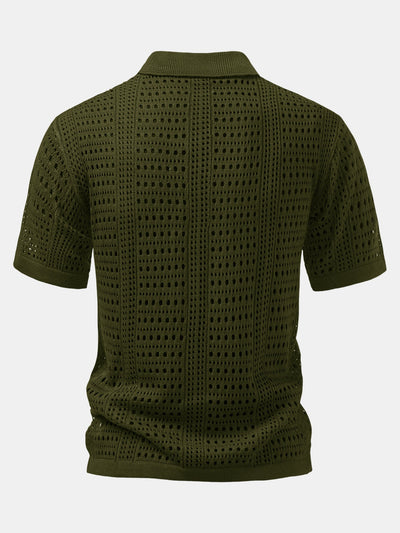 Alexander | Crochet  V Neck Polo Shirt