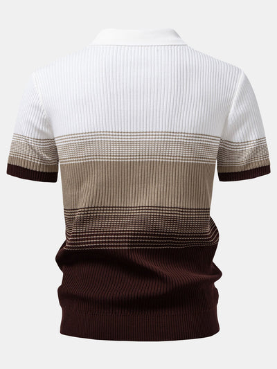 Samuel | Striped Gradient Knitted Polo Shirt