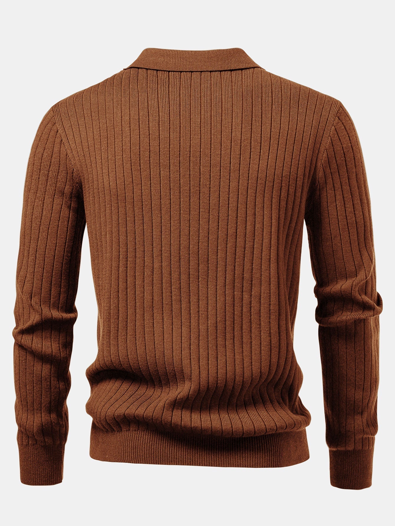 Amalio® | Long Sleeve Ribbed Knit Johnny Collar Polo Shirt