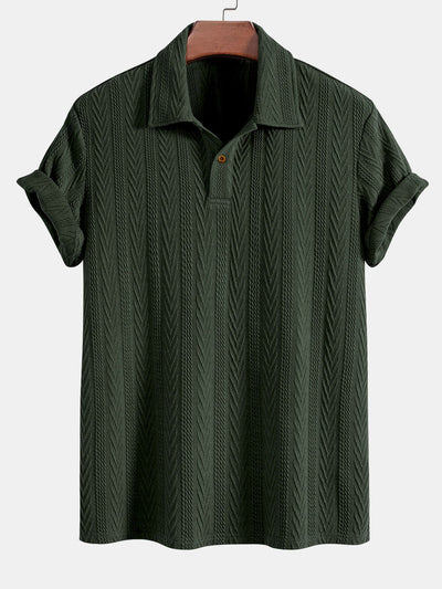Ciro® | Short Sleeve Jacquard Polo & Straight Leg Ribbed Pants
