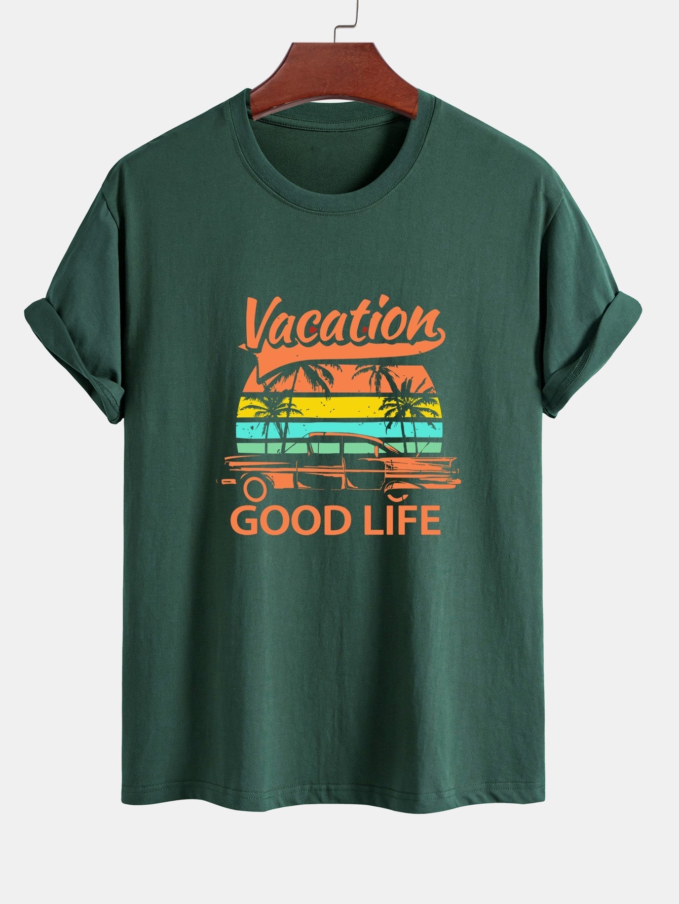 Heladio® | Good Life On Vacation Print Cotton T-Shirt