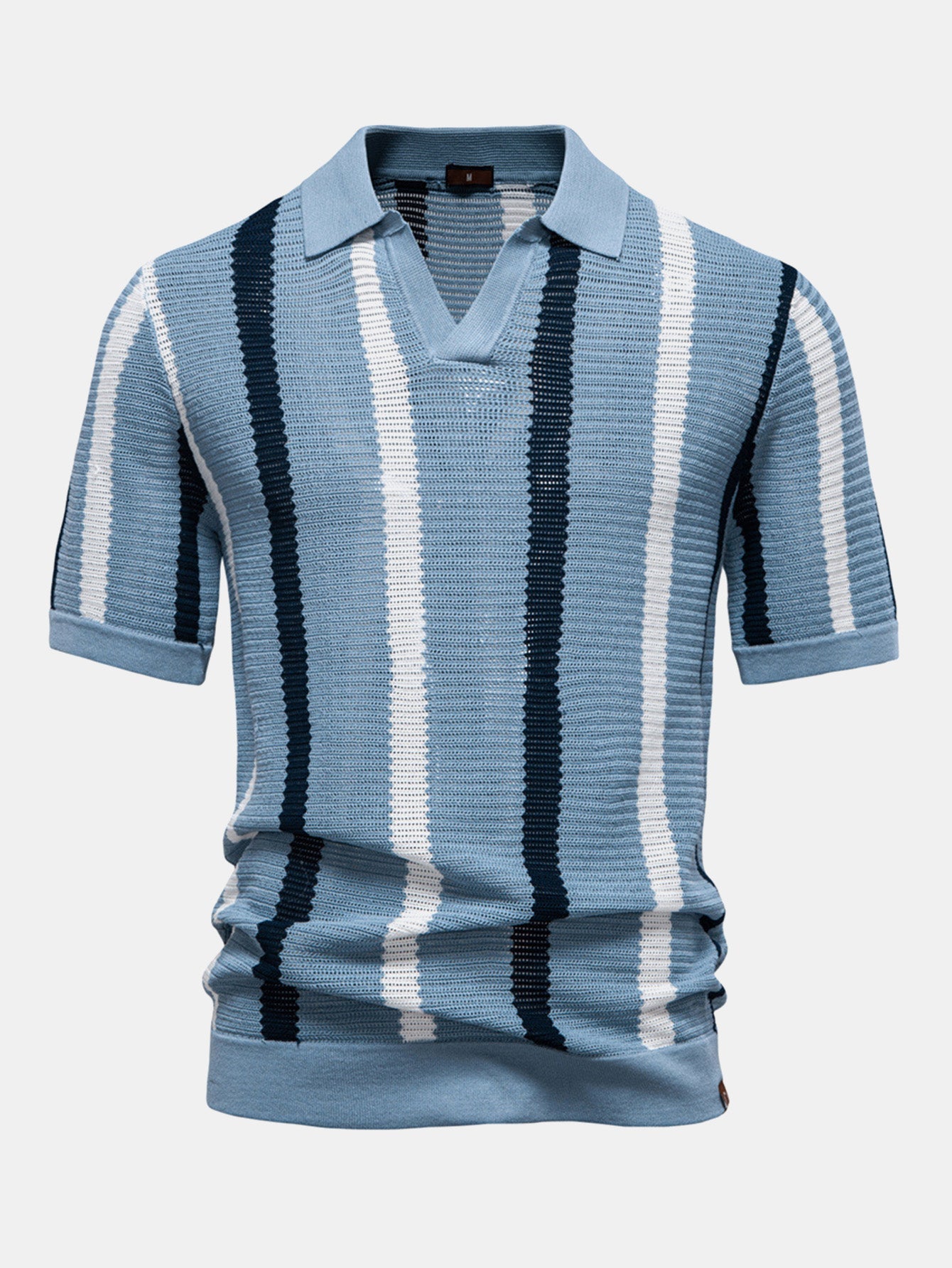 Chris® | Stripe Knit V Neck Polo Shirt