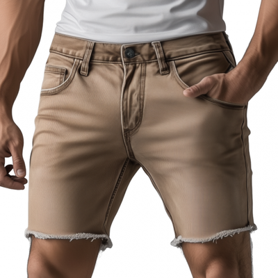 Evan | Men'S Casual Outdoor Washed Distressed Raw Edge Slim Fit Denim Shorts