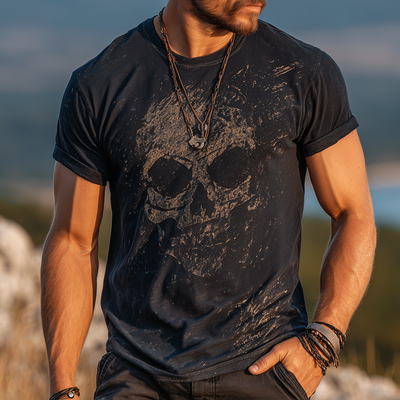 Donald | Men'S Retro Casual Skull Print Round Neck Short Sleeve T-Shirt