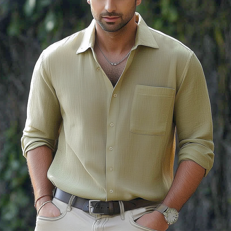 Jorge | Men'S Basic Solid Color Lapel Long Sleeve Shirt