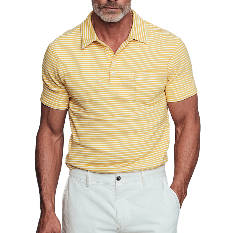 Preston | Men'S Summer Fashion Striped Cotton Short Sleeve Polo Shirt