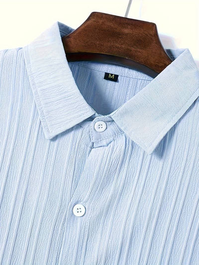Yago® | Ribbed Short-Sleeved Blouse With Button Placket