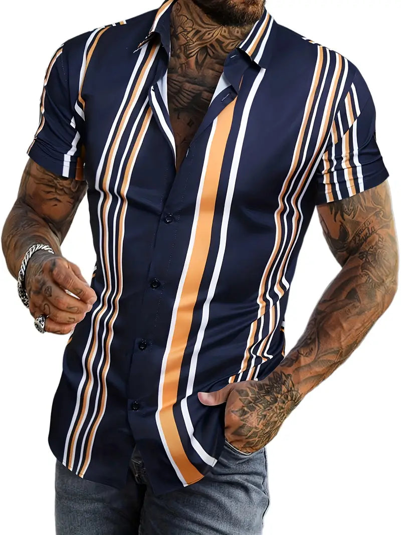 Lori® | Striped Short Sleeve Button For Men