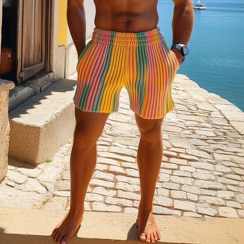 Lloyd | Men'S Spring And Summer Fashion Casual Rainbow Elastic Waist Knitted Shorts