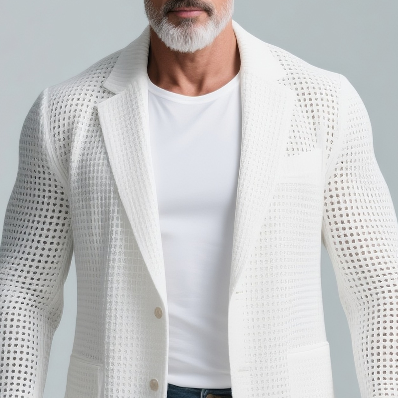 Men's Solidnit Notch Lapel Two Btns Casal BlazerZ