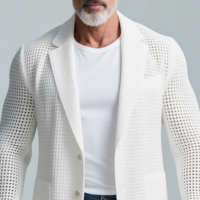 Men's Solidnit Notch Lapel Two Btns Casal BlazerZ