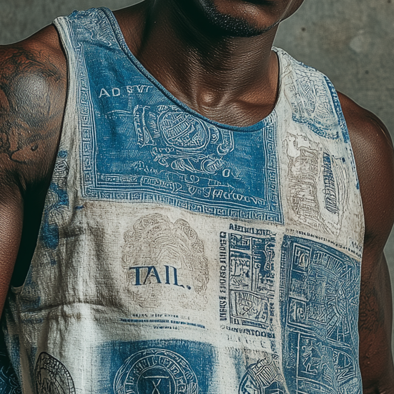 Spencer | Men'S Summer Fashion Stamp Printed Cotton Blended Tank Top