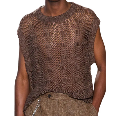 Myles | Men'S Spring And Summer Fashion Casual Slightly Transparent Sexy Round Neck Knitted Tank Top