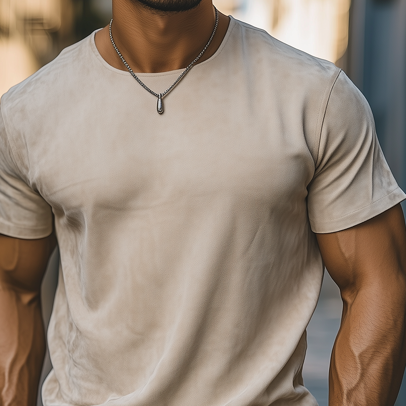 Esteban | Men'S Spring And Summer Casual Thin Suede Round Neck Short Sleeve T-Shirt