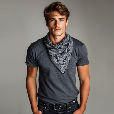 Gregory | Men'S Retro Casual Perris Printed Silk Scarf Fake Two-Piece Round Neck Short Sleeve T-Shirt