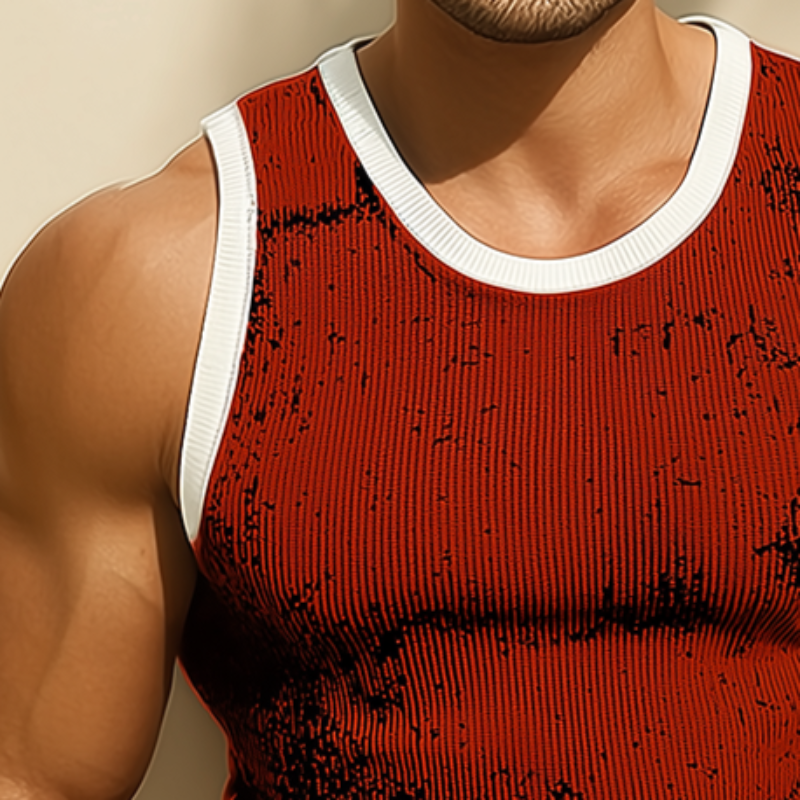 Gabriel | Men'S Retro Casual Printed Colorblock Crew Neck Tank Top