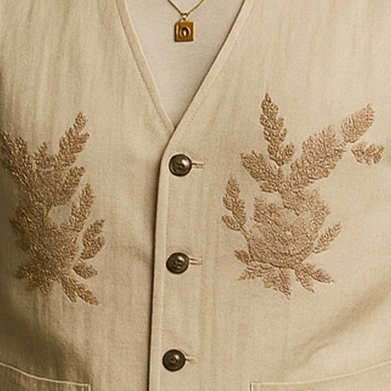 Logan | Men'S Summer Fashion Linen Embroidered Vest