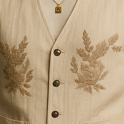 Logan | Men'S Summer Fashion Linen Embroidered Vest