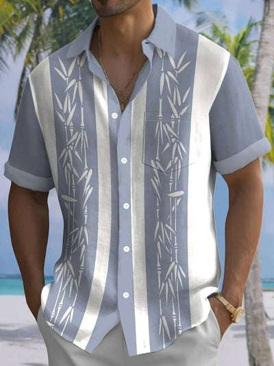 Macario® | Short Sleeve Shirt With Bamboo Print And Color Block