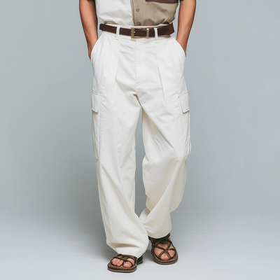 Clarence | Men'S Casual Solid Color Breathable Cotton Multi-Pocket Straight Cargo Pants (Belt Excluded)