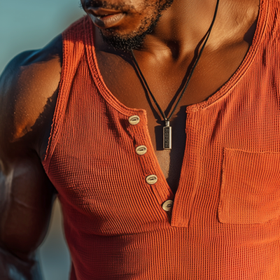 Orin | Men'S Summer Henley Neck Waffle Solid Tank Top
