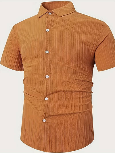 Yago® | Ribbed Short-Sleeved Blouse With Button Placket
