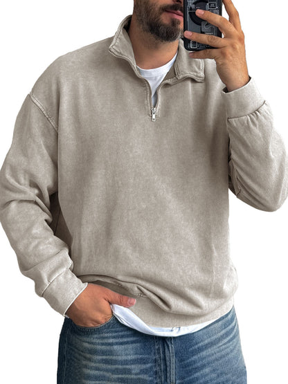Fernando® | Men'S Basic Zip Stand Up Sweatshirt