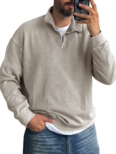 Fernando® | Men'S Basic Zip Stand Up Sweatshirt