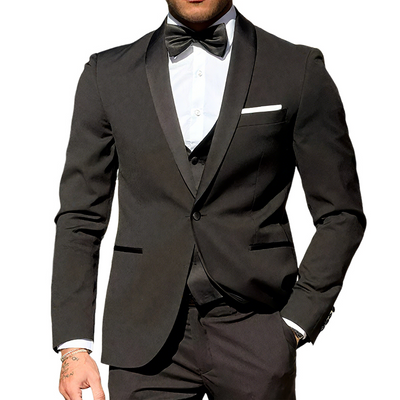 Clifford | Men'S Retro Casual Solid Color Satin Splicing Dress High-End Blazer