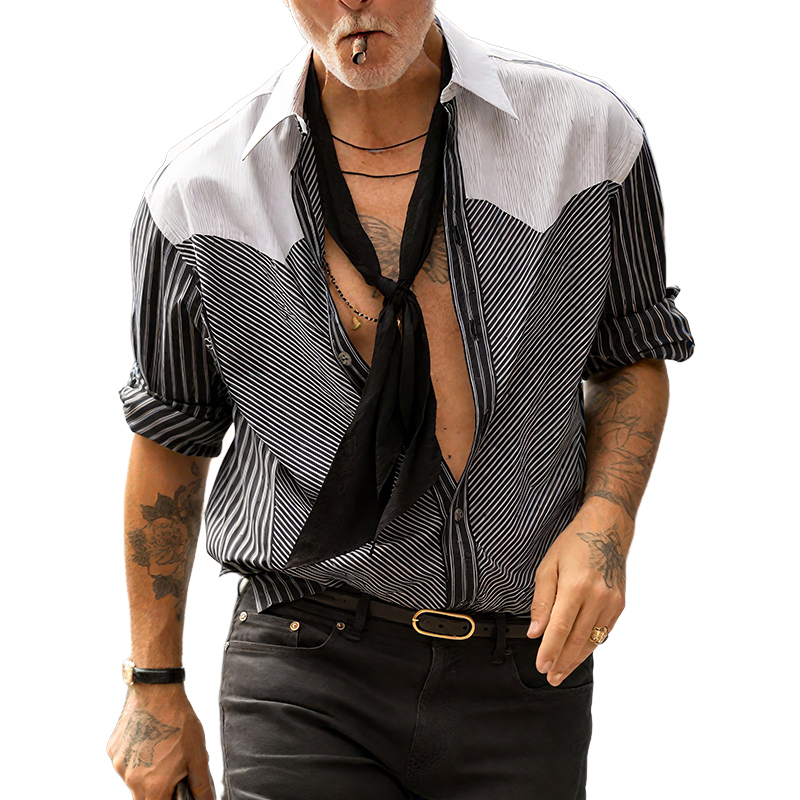 Daniel | Men'S Retro Striped Casual Lapel Long Sleeve Shirt