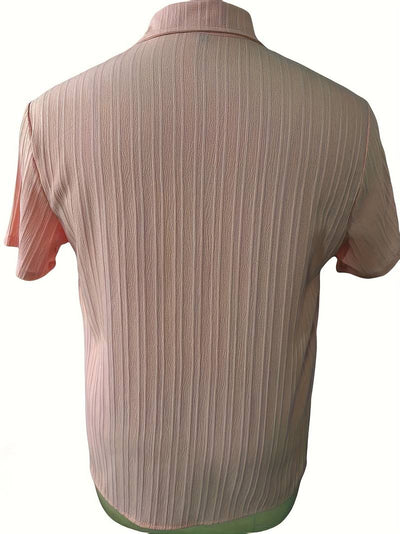 Yago® | Ribbed Short-Sleeved Blouse With Button Placket
