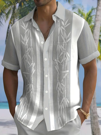 Macario® | Short Sleeve Shirt With Bamboo Print And Color Block
