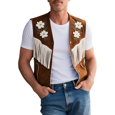 Maximiliano | Men'S Spring And Summer American Retro Western Style Thin Suede Embroidered Tassel Vest